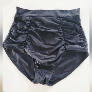 3/$30 High-Waist Ruched Bikini Bottoms - Black